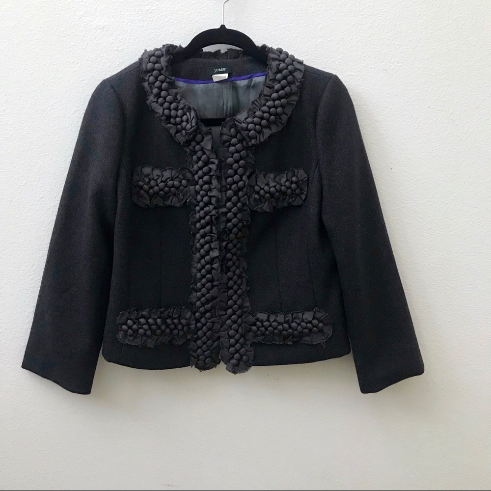 VINTAGE J. Crew Charcoal Berry-Trim Astrid Jacket Blazer